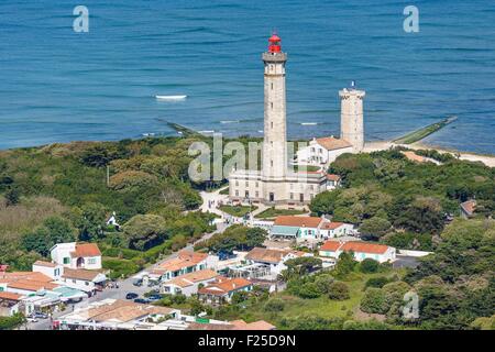 Frankreich, Charente Maritime, Saint Clement des Baleines, Ligthouse (Luftbild) Stockfoto