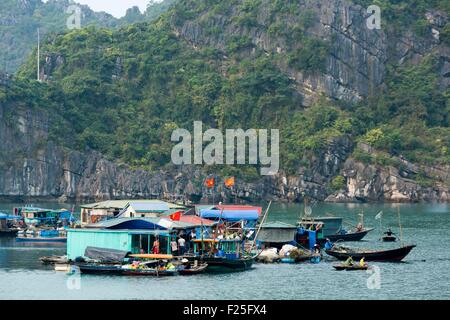 Vietnam, Quanh Ninh Provinz, Halong-Bucht, Dorf, von der UNESCO als Welterbe gelistet Stockfoto