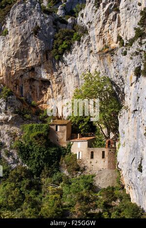 Frankreich, Pyrenäen Orientales, Einsiedelei von Saint Antoine de Galamus Stockfoto