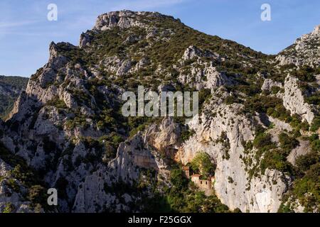 Frankreich, Pyrenäen Orientales, Einsiedelei von Saint Antoine de Galamus Stockfoto