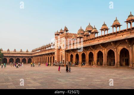 Indien, Bundesstaat Uttar Pradesh, Fatehpur Sikri, als Weltkulturerbe der UNESCO aufgeführt, erbaut in der zweiten Hälfte des 16. Jahrhunderts von Kaiser Akbar, Fatehpur Sikri (Stadt des Sieges) war die Hauptstadt des Mughal Reiches nur einige 10 Jahre Stockfoto