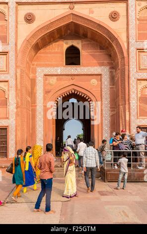 Indien, Bundesstaat Uttar Pradesh, Fatehpur Sikri, als Weltkulturerbe der UNESCO aufgeführt, erbaut in der zweiten Hälfte des 16. Jahrhunderts von Kaiser Akbar, Fatehpur Sikri (Stadt des Sieges) war die Hauptstadt des Mughal Reiches nur einige 10 Jahre Stockfoto