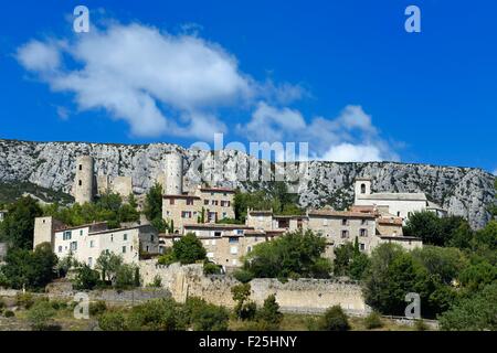 Frankreich, Var, regionalen Naturparks Verdon, Bargeme Dorf gekennzeichnet Les Plus Beaux Dörfer de France (The Most Beautiful Dörfer Frankreichs), Sabran de Ponteves Burg Stockfoto