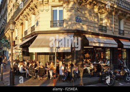 Frankreich, Paris, Cafe Terrasse auf der Ile St Louis Stockfoto
