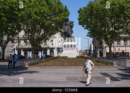 Frankreich, Herault, Beziers, Paul Riquet Pfad und statue Stockfoto