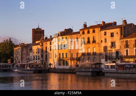 Frankreich, Herault, Agde, die Stadt, die Ufer des Flusses Herault Stockfoto