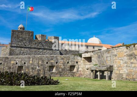 Region Nord, Porto, Portugal Fort St. Johannes der Täufer (Sao Joao Baptista) des 17. Jahrhunderts nach Foz do Douro Stockfoto