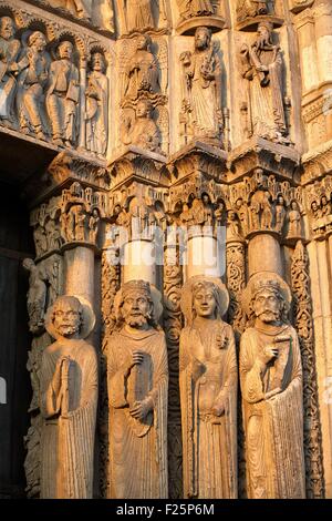 Frankreich, Eure et Loir, Chartres, Notre Dame Kathedrale, Detail des königlichen Portals Dom als Weltkulturerbe der UNESCO aufgeführt Stockfoto