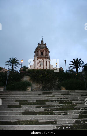 Treppe von der barocken St.-Petri-Dom, Modica - Sizilien Stockfoto