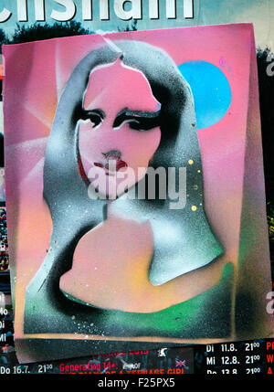 Mona Lisa-Graffiti, Berlin. Stockfoto