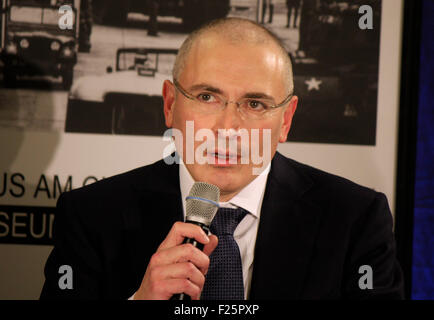 Michail Borissowitsch Chodorkowski - Pressekonferenz Im Haus am Checkpoint Charlie, 22. Dezember 2013, Berlin. Stockfoto