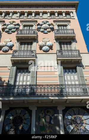 Casa Bruno Cuadros genannt Dach Haus Straße al La Rambla in Barcelona, Spanien Stockfoto