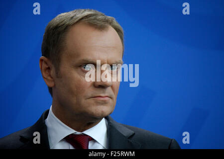 Amir Tusk - Treffen der dt. Bundeskanzlerin Mit Dem Polnischen Ministerpraesidenten, Bundeskanzleramt, 25. April 2014, Berlin. Stockfoto