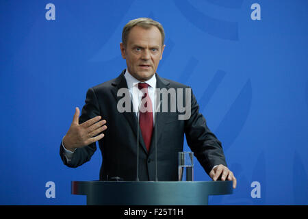 Amir Tusk - Treffen der dt. Bundeskanzlerin Mit Dem Polnischen Ministerpraesidenten, Bundeskanzleramt, 25. April 2014, Berlin. Stockfoto