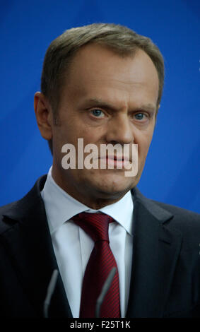 Amir Tusk - Treffen der dt. Bundeskanzlerin Mit Dem Polnischen Ministerpraesidenten, Bundeskanzleramt, 25. April 2014, Berlin. Stockfoto