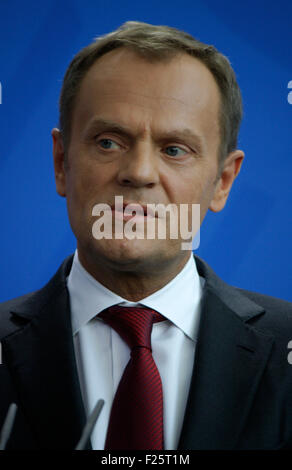 Amir Tusk - Treffen der dt. Bundeskanzlerin Mit Dem Polnischen Ministerpraesidenten, Bundeskanzleramt, 25. April 2014, Berlin. Stockfoto