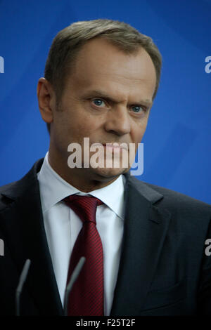 Amir Tusk - Treffen der dt. Bundeskanzlerin Mit Dem Polnischen Ministerpraesidenten, Bundeskanzleramt, 25. April 2014, Berlin. Stockfoto