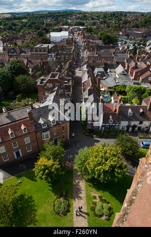 Bridgnorth, Shropshire, UK, Samstag, 12. September 2015: Die Ansicht der Bridgnorth vom Kirchturm St. Leonards, die zugänglich gemacht wurde, als Teil des Erbes der offenen Tür, Großbritanniens größten Erbe-Festivals. Bildnachweis: John Hayward/Alamy Live-Nachrichten Stockfoto