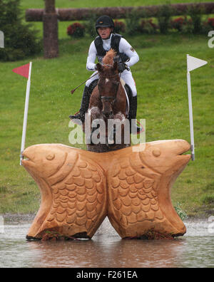 Blair Atholl, Perthshire, UK. 12. Sep, 2015. Michael Jung [GER] FischerTakinou AA in Aktion während der Langlauf-Phase am dritten Tag reiten. Michael Jung ist in erster Linie geht in die letzte Runde Springsport. Die Longines FEI European Eventing Championships 2015 Blair Castle. Bildnachweis: Stephen Bartholomäus/Alamy Live-Nachrichten Stockfoto