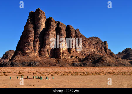 Sieben Säulen der Weisheit Berg in Wadi Rum, Jordanien Stockfoto