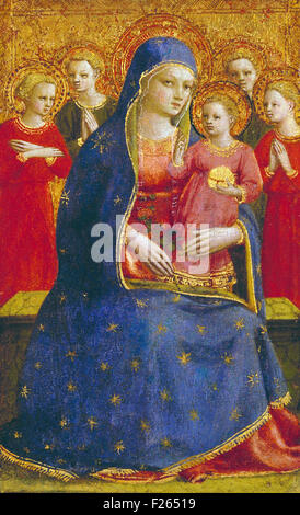 Fra Angelico - Madonna und Kind mit Engeln Stockfoto