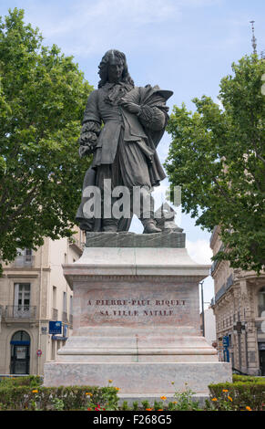 Statue von Pierre Paul Riquet Béziers, Languedoc-Roussillon, Frankreich, Europa Stockfoto