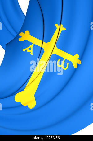 Fürstentum Asturien 3D Flagge, Spanien. Hautnah. Stockfoto