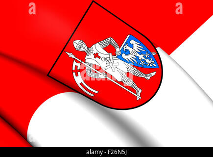 3D Flagge der Stadt Bamberg, Deutschland. Hautnah. Stockfoto