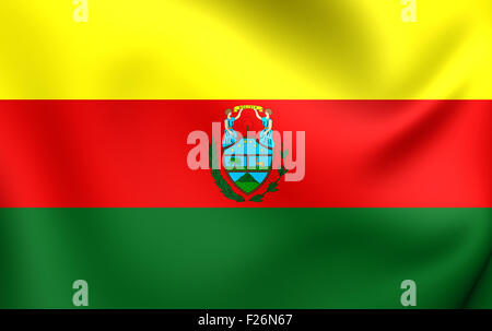 3D Flagge Boliviens (1826-1851). Hautnah. Stockfoto