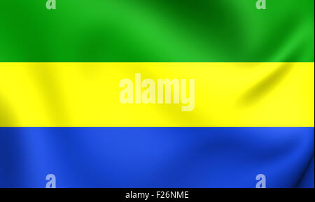 3D Flagge der Gabuns. Hautnah. Stockfoto