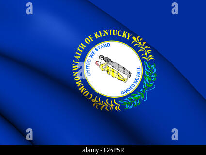 3D Flagge von Kentucky, USA. Hautnah. Stockfoto