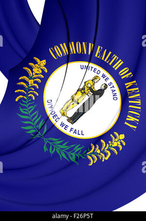 3D Flagge von Kentucky, USA. Hautnah. Stockfoto