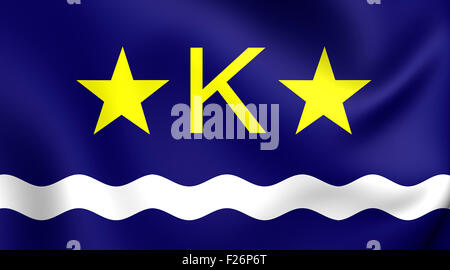 3D Flagge von Kinshasa, demokratische Republik Kongo. Hautnah. Stockfoto