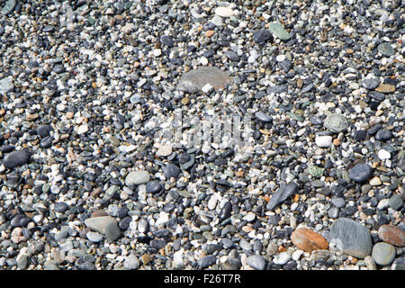 Hintergrund der nassen Strand, bestehend aus kleinen grauen Steinen Stockfoto