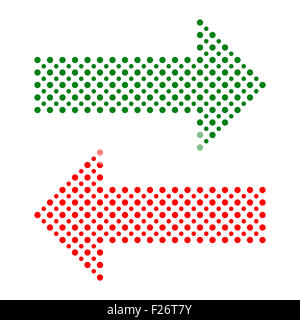 Bildenden gepunktete rote und grüne Pfeile Stockfoto