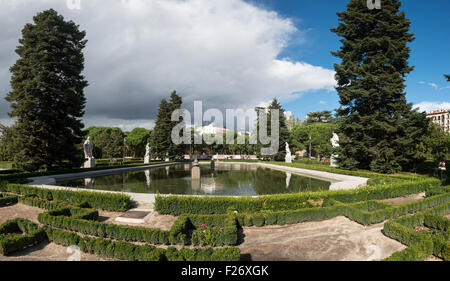 Sabatini Gärten - Teil des königlichen Palastes in Madrid, Spanien Stockfoto