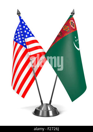 USA und Turkmenistan - Miniatur-Flags. Stockfoto