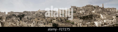 Erhöhte Ansicht der alten Stadt Matera (Sassi di Matera), Basilikata, Italien Stockfoto