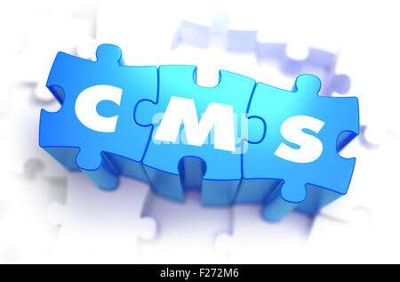 CMS - Wort auf blauen Rätsel. Stockfoto