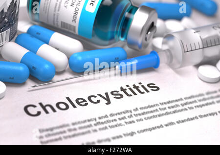 Diagnose - Cholezystitis. Medizinisches Konzept. 3D Render. Stockfoto