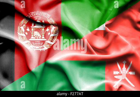 Wehende Flagge von Oman und in Afghanistan Stockfoto