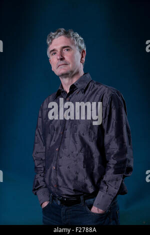 Mike Carey, der britische Schriftsteller der Comic-Bücher, Romane und Filme auf dem Edinburgh International Book Festival 2015. Edinburgh, Schottland. 22. August 2015 Stockfoto