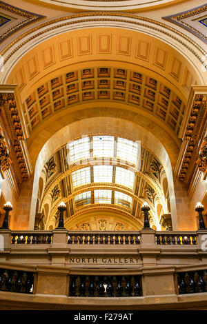 Blick auf der Nordempore in der Wisconsin State Capitol Gebäude an Madison Stockfoto