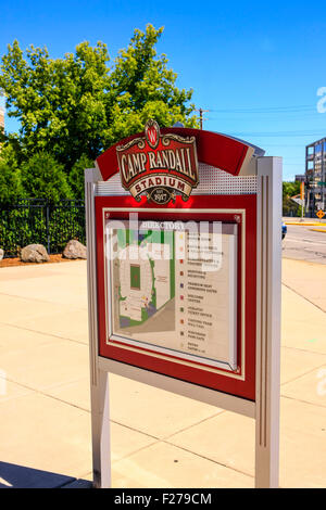 Camp Randall Stadium Informationskarte. Haus an der UWBadgers in Madison, Wisconsin Stockfoto