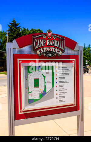 Camp Randall Stadium Informationskarte. Haus an der UWBadgers in Madison, Wisconsin Stockfoto