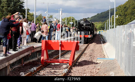 Tweedbank, UK. 13. Sep, 2015. Heute am 13. September 2015 kommt der 60163 Dampfzug den Tornado genannt ToTweedbank in den Scottish Borders. Schottland-Credit: Mark Pink/Alamy Live-Nachrichten Stockfoto