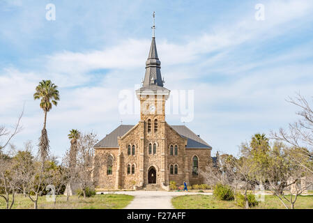 NIEUWOUDTVILLE, Südafrika - 11. August 2015: Der historische Dutch Reformed Church in Niewoudtville wurde im Jahre 1906 gebaut Stockfoto