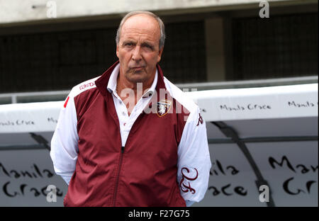 Italien, Verona: Torinos Trainer Giampiero Ventura sieht in der italienischen Serie A-Fußballspiel zwischen Hellas Verona FC V Torino FC Stadium Bentegodi, am 13. September 2015 in Verona Stockfoto