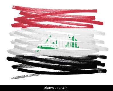 Abbildung der Flagge gemacht mit Stift - Irak Stockfoto