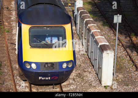 Eine erste große Western Zug in St Austell train Station, Cornwall, England, U.K Stockfoto